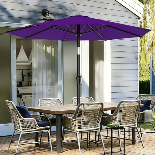 AreShark 9FT Outdoor Patio Umbrella with Tilt and Crank, Dark Purple - color: Dark Purple, size: 9ft