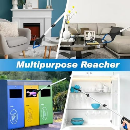 43" Grabber Reacher Tool, Foldable Reacher Grabber Pickup Tool with 360° Rotating Jaw & Magnets, Extra Long Trash Picker Upper Grabber, Lightweight Grabbers for Seniors (Blue)