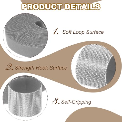 PATIKIL 0.8" x33FT Hook and Loop Tape Double-Sided Nylon Strips Gray - color: Gray, size: 0.8"x33FT
