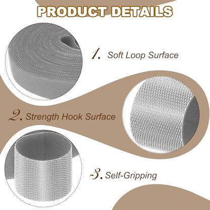 PATIKIL 0.8" x33FT Hook and Loop Tape Double-Sided Nylon Strips Gray - color: Gray, size: 0.8"x33FT