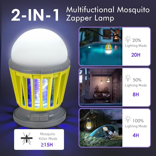 BANPESTT Solar Bug Zapper Outdoor, Portable Mosquito Killer for Camping - color: Green
