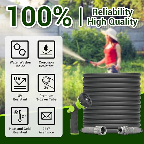 25FT Heavy Duty Garden Hose, 25 FT x 1/2 ID Durable Outdoor Water Hose - size: 25 FT