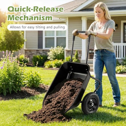 IRONMAX Dual-Wheel Wheelbarrow with All-Terrain Wheels, 220LBS, Black - color: Black