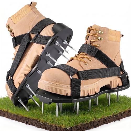 Aerator Shoes, Aerator Lawn Tool, Free-Installation Aerator Lawn Tool, Universal Size Soil Yard Aerator Shoes for Lawn and Yard - No Stainless Steel - color: Black