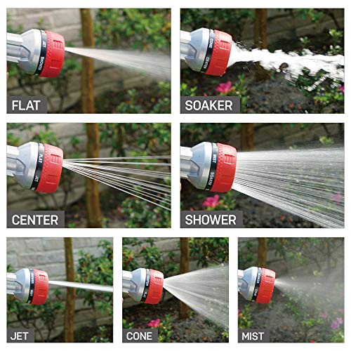 Eden Metal 7-Pattern Hose Nozzle: Thumb Control, Heavy-Duty Zinc Alloy - style: 7-Pattern