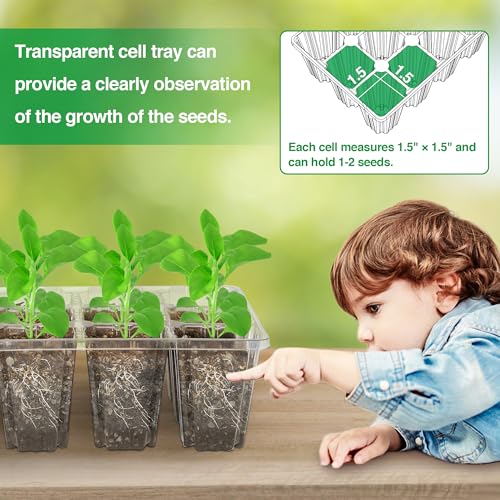 Bonviee 10-Pack Seed Starter Trays, Tall Dome, Base, 12-Cell Tray, Clear - color: Clear, size: 10 Packs