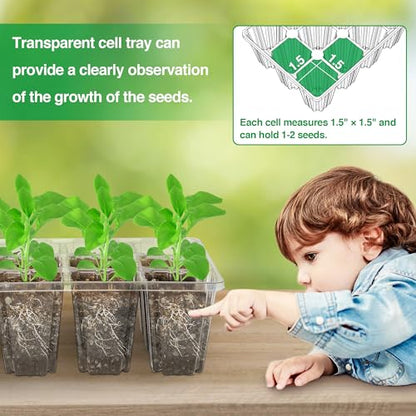Bonviee 10-Pack Seed Starter Trays, Tall Dome, Base, 12-Cell Tray, Clear - color: Clear, size: 10 Packs