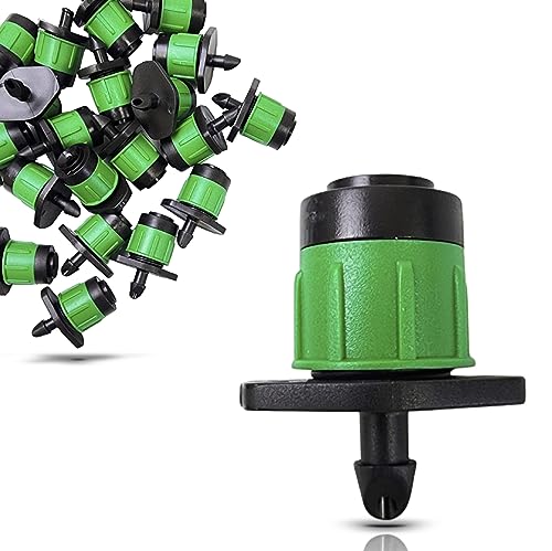 (25-Pack) - 1/4" Inch 360 Degree Drip Emitter On 6" Stake Sprayer Adjustable Flow 0-20 GPH, Fits 1/4 (4-6mm) Irrigation Tubing - Micro Bubbler Drippers for Drip Irrigation (25 Pack Dripper on Barb) - color: 25 Pack Dripper on Barb