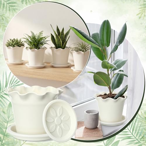 Hushee 10 Pcs Ruffled Plant Pots for African Violets Indoor Outdoor Plants