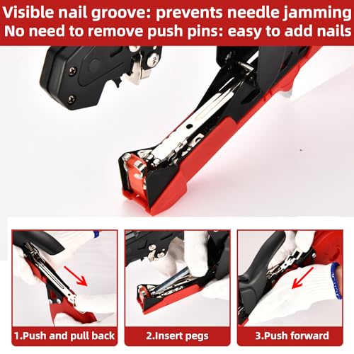 Plant Tying Machine, Lightweight Plant Tying Tape Tool to Tie Up Vine Quickly, Plant Tie Tapener Gun with Tapes and Staples, Red - style: Red