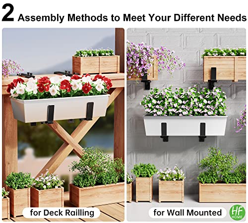 HFHOME 4PCS Adjustable Planter Window Box Planters Hanging Flower Box Holders Brackets, Heavy Duty Wall Mount Holder for Windowsills, Garden, Fences, and Balcony - Black - size: Set of 4 - Black