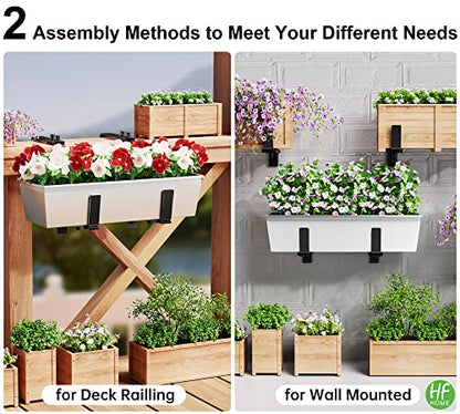 HFHOME 2PCS Adjustable Planter Box Brackets, Brackets for Window Boxes Planters Hanging Flower Box Holders, Wall Mount Holder for Windowsills, Garden, Fences, and Balcony - Black (Patent Registered) - size: Set of 2 - Black