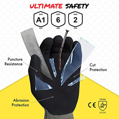 Quest Cut Resistant Work Gloves, ANSI A1, X-Large, Pack of 1 - size: X-Large