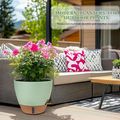 2 Pack 10 inch Plant Pots, Plastic Self Watering Planters - color: Green, size: 10 inch