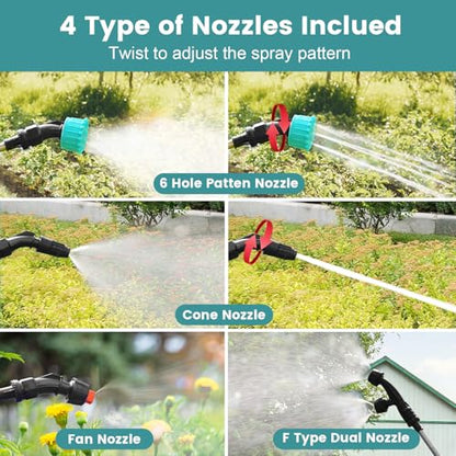 Battery Powered Sprayer 2 Gallon, 2026 Upgrade Electric Sprayer with 3 Adjustable Speed, Battery Indicator, 4 Mist Nozzles, Rechargeable Retractable Wand with Adjustable Shoulder Strap for Lawn Garden - color: Blue