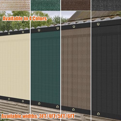 AYOHA 5' x 5' Privacy Fence Screen Fabric Mesh Shade Net Cover, Heavy Duty 160 GSM Privacy Barrier for Chain Link Fence, 90% Privacy Blockage, Excellent Airflow, Cable Zip Ties Included, Black - color: Black, size: 5' x 5'