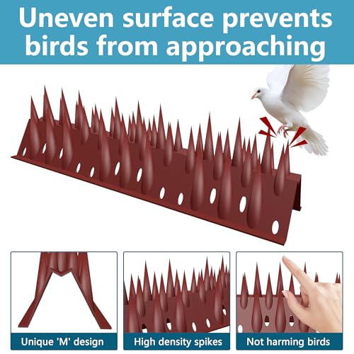 Bird Spikes,Brown, 12 Pack,New Roof Overhang Spikes, Pigeon Spikes - color: Brown, size: 11.8Feet
