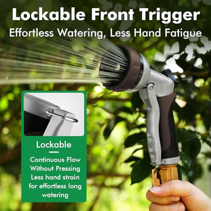 RESTMO Garden Hose Nozzle, Heavy Duty Metal Water Hose Nozzle with 7 Adjustable Spray Patterns, High Pressure Hand Sprayer with Flow Control, Best for Watering Plant & Lawn, Washing Car & Pet, Brown - color: Brown