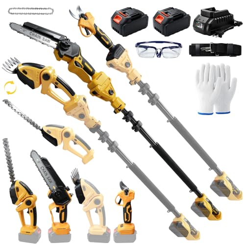 8-in-1 Cordless Pole Chainsaw, Hedge Trimmer, SK5 Pruning Shears Combo