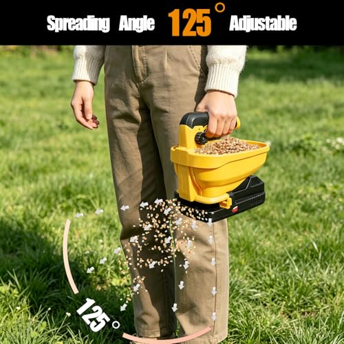 Handheld Power Seed Spreader Compatible with Dewalt 20V Battery, Fertilizer Spreader with 3L Hopper, 125°Adjustabl Opening, Available Year-Round for Grass Seeds, Rock Salt(NO Battery)