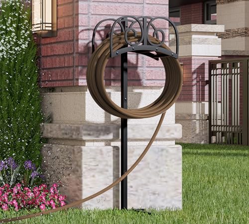 Garden Hose Holder Stand with 4 Spikes, Heavy Duty, Holds 150ft