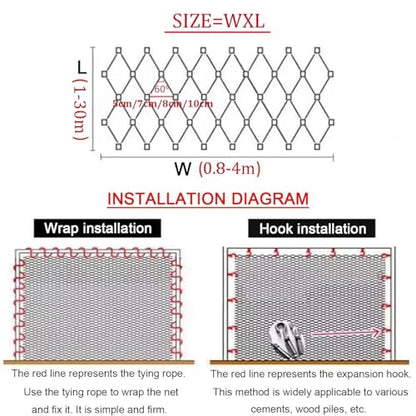 VXHCS Hardware Cloth Wire Mesh Roll, 304 Stainless Steel Rope Wire Mesh 3.3x6.6ft Plant Climbing net, 5cm/2mm Chicken Wire Fence Roll, Tree Guard, Critter Fence, Mesh for Cage Fence, Balcony, Stair - color: 5cm/2mm, size: 3.3'x6.6'