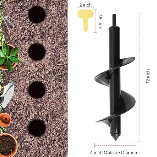 KENDO Auger Drill Bit for Planting Set of 1, Garden Ground Earth Spiral Drill Bits and Bulb Planter Tool for 3/8" Hex Drive Drill, for Post Hole Digger, Bulb Bedding Digging, Plant Rapid Planter - style: 1 Pack