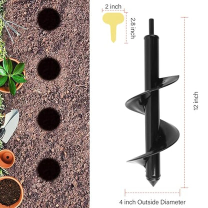 KENDO Auger Drill Bit for Planting Set of 1, Garden Ground Earth Spiral Drill Bits and Bulb Planter Tool for 3/8" Hex Drive Drill, for Post Hole Digger, Bulb Bedding Digging, Plant Rapid Planter - style: 1 Pack