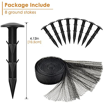 PACETAP Pond Netting Kit 10 x 10 Ft for Leaves, Heavy Duty Koi Pond Cover, Pool Protective Cover Netting with Stakes Protecting Koi Fish from Birds, Cats, Predators - size: 10x10