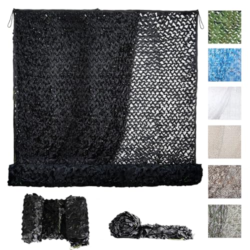 Sposuit Camo Netting - Camouflage Net 10x20 20x20 10x10 5x10 5x20, Military Camo Netting for Hunting Bulk Roll, Camo Tarp Sunshade Net for Party Decorations, Sunshade, Camping Ghillie Netting - color: Black, size: 10ft x 20ft(3M x 6M)