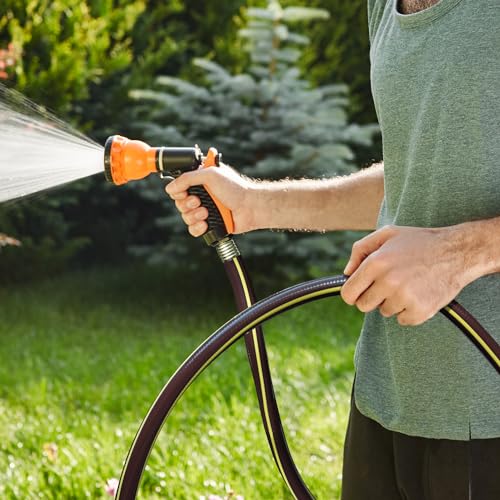 25 ft Heavy Duty 3/4 in. Garden Hose, Solution4Patio, Male/Female Fittings - color: Black/Yellow, size: 3/4 in. x 25 ft.