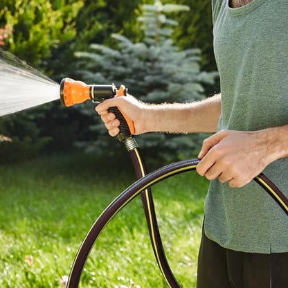 25 ft Heavy Duty 3/4 in. Garden Hose, Solution4Patio, Male/Female Fittings - color: Black/Yellow, size: 3/4 in. x 25 ft.