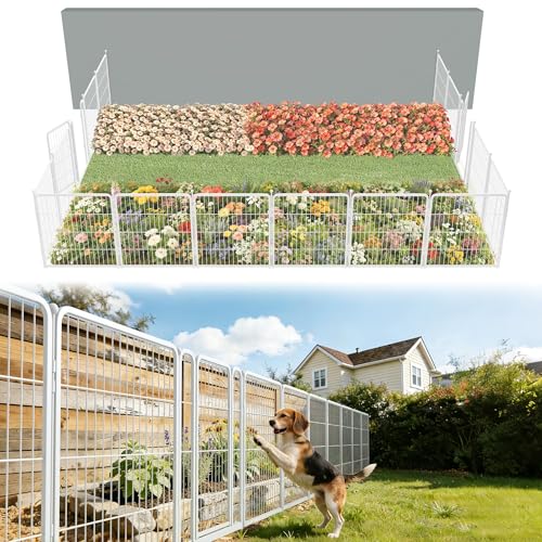 FXW No Dig Garden Fence, Outdoor for Yard, 32in(H) x 36.4ft(L), 16 Panels - color: White, size: 32"H