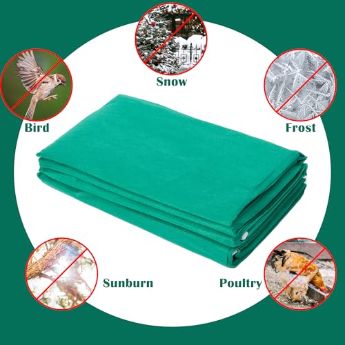 Plant Covers Freeze Protection - 4 Pack Winter Frost Tree Plant Shrub Cloth with Zipper Drawstring Transparent Pane, Frosts Blanket Wrap Bags for Outdoor Cold Weather (Green, 47''×31'')
