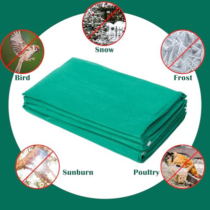 Plant Covers Freeze Protection - 4 Pack Winter Frost Tree Plant Shrub Cloth with Zipper Drawstring Transparent Pane, Frosts Blanket Wrap Bags for Outdoor Cold Weather (Green, 47''×31'')