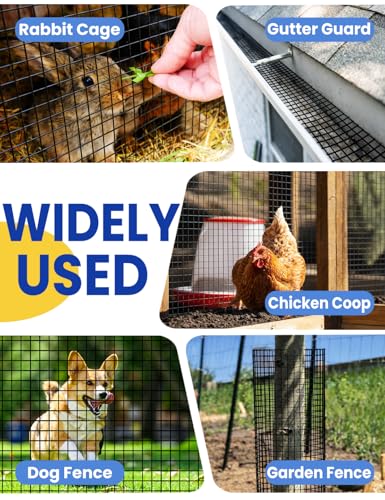 Black PVC Vinyl Coated Wire Mesh Hardware Cloth 1/2 in 36”x50’ 19 Gauge, Welded Wire Fencing Chicken Wire Mesh Roll Cage Wire Netting… - size: 1/2" 36" x 50'