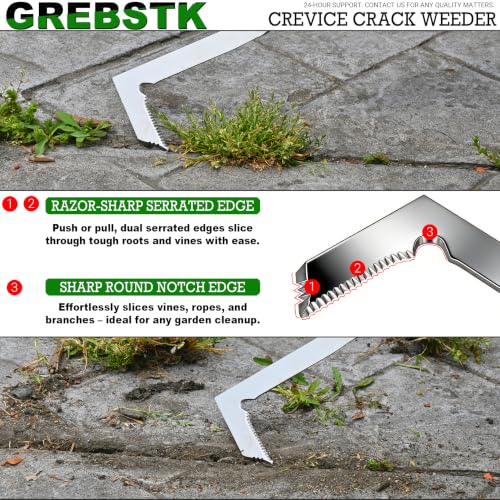 GREBSTK Crack Weeder Crevice Weeding Stainless Steel Sharp Lightweight Tool - size: 12in Manual Weeder