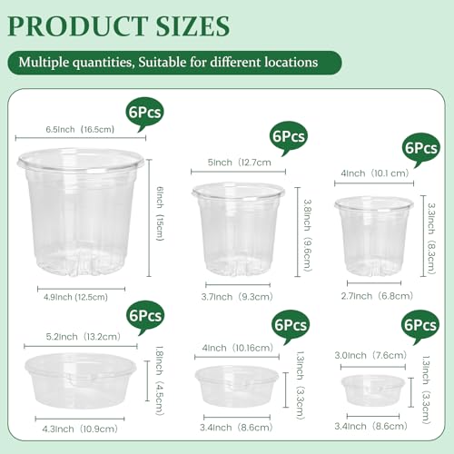 Bluepro Self Watering Pots for Indoor Plants, 4/5/6.5 Inch, 18-Pack - size: 4/5/6.5 Inch-18Pcs