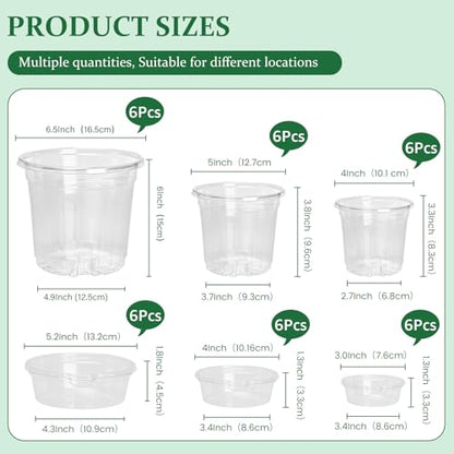 Bluepro Self Watering Pots for Indoor Plants, 4/5/6.5 Inch, 18-Pack - size: 4/5/6.5 Inch-18Pcs