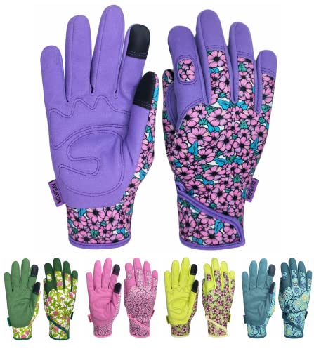 Cute Pattern Gardening Gloves,Thornproof Garden Glove,Gardener Gift - color: 1 Pair Per Pack-purple, size: Medium