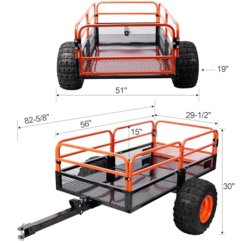 1500LB Towing Dump Cart–ATV/UTV/Tractor,Dump Bed