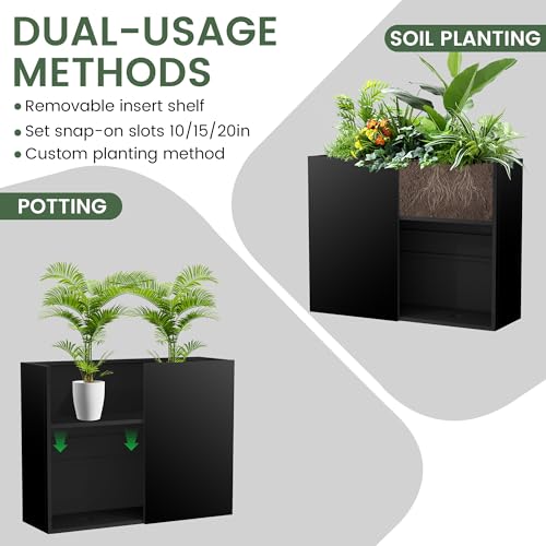 Tall Rectangular Planter,38" L x 13" W x 30" H Metal Large Planter Box - size: 38"L x 13"W x 30"H