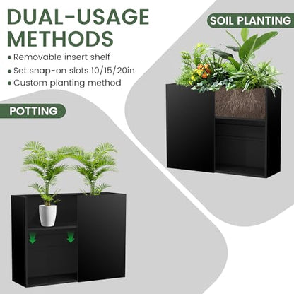 Tall Rectangular Planter,38" L x 13" W x 30" H Metal Large Planter Box - size: 38"L x 13"W x 30"H