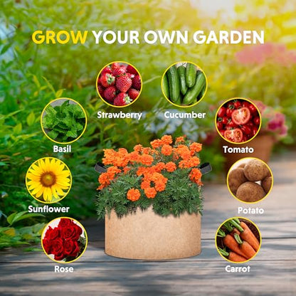 iPower Plant Grow Bag 7 Gallon 6-Pack Heavy Duty Fabric Pots, 300g Thick Nonwoven Fabric Containers Aeration with Nylon Handles, for Planting Vegetables, Fruits, Flowers, Tan 2024 Version - color: Tan, size: 7 Gallon