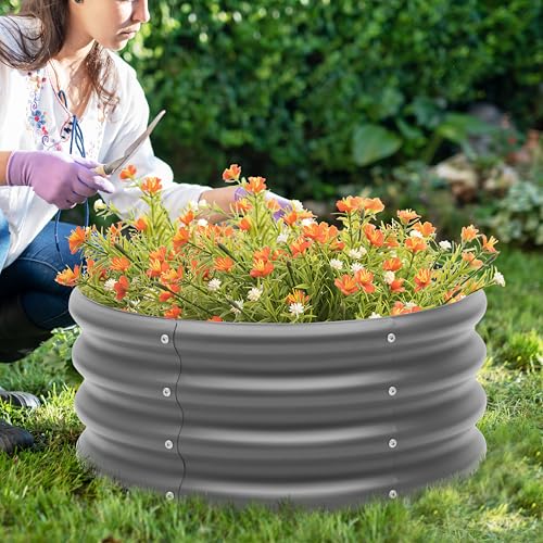 Besebay 2-Pack 2x1ft Galvanized Raised Garden Bed, Outdoor Planter Bed, - color: Dark Grey, size: 2x2x1ft-2Pcs