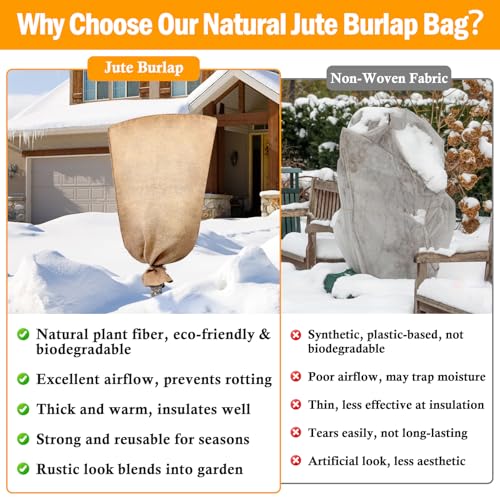 Legigo 3 Pack 32 X 40 Inch Burlap Bags for Winter Plant Frost Protection - size: 32 X 40 Inch
