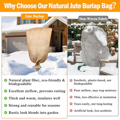 Legigo 3 Pack 32 X 40 Inch Burlap Bags for Winter Plant Frost Protection - size: 32 X 40 Inch