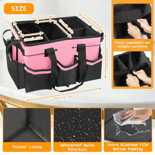 Cleaning Bags for Housekeepers, Cleaning Supply Caddy Under Sink (Pink) - color: Pink