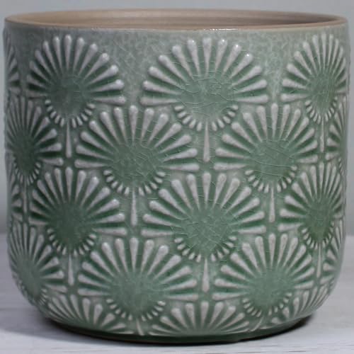 Boho Ceramic Flower Pot, 6.7" Contemporary Pots for Indoor Outdoor Plants - color: Mint Green