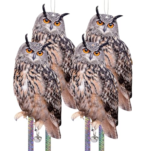 4PCS Flat Fake Owl to Keep Pigeon Away from Porch - color: Brown Owl 4pcs